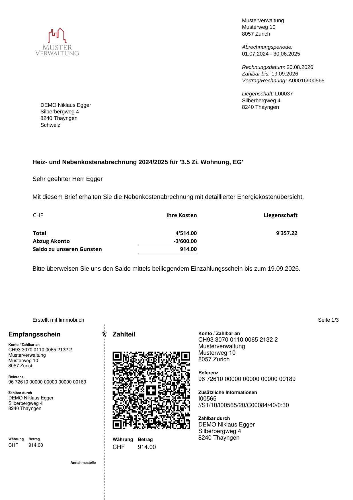 Beispielabrechnung