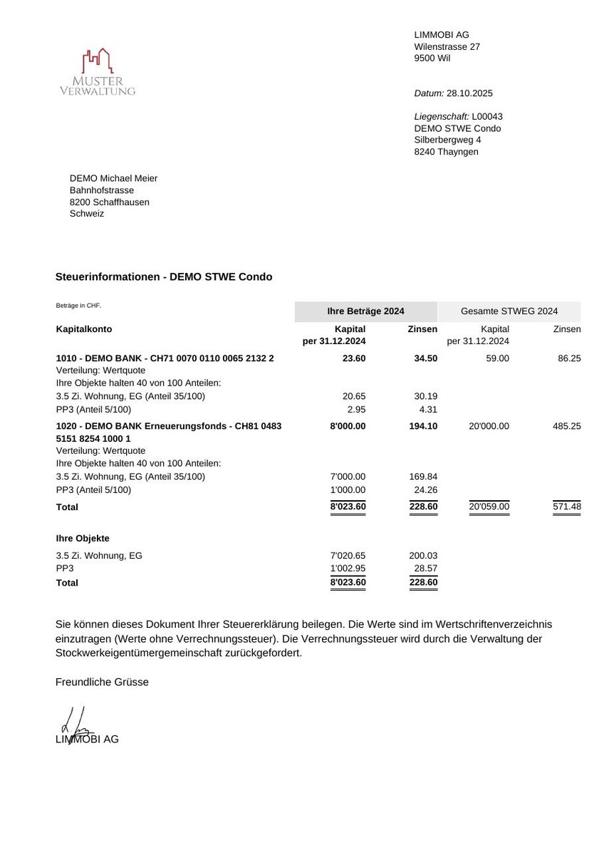 Tax statement